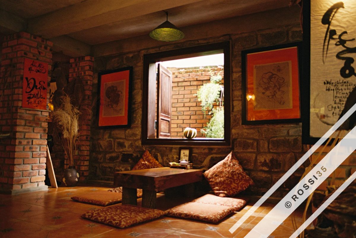 Lantern-lit tea house interior