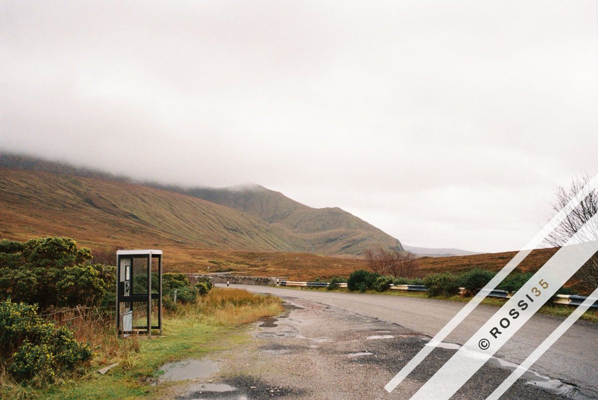 Phone box on a Highland road